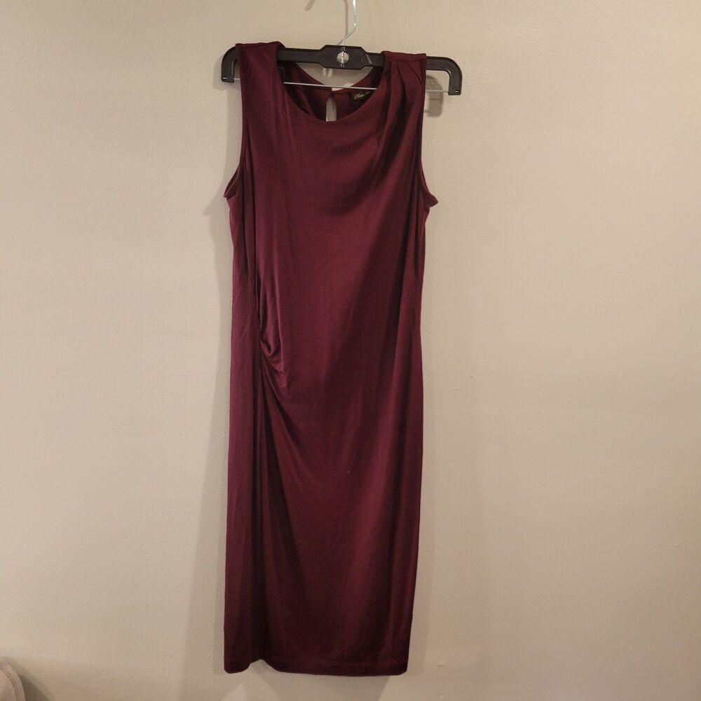 J McLaughlin Sleeveless Dress Ruched Waist Round Neck Size XS